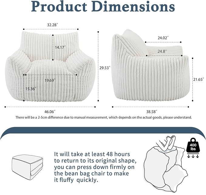 Giant Plush Bean Bag Chair for Adults - Image 2