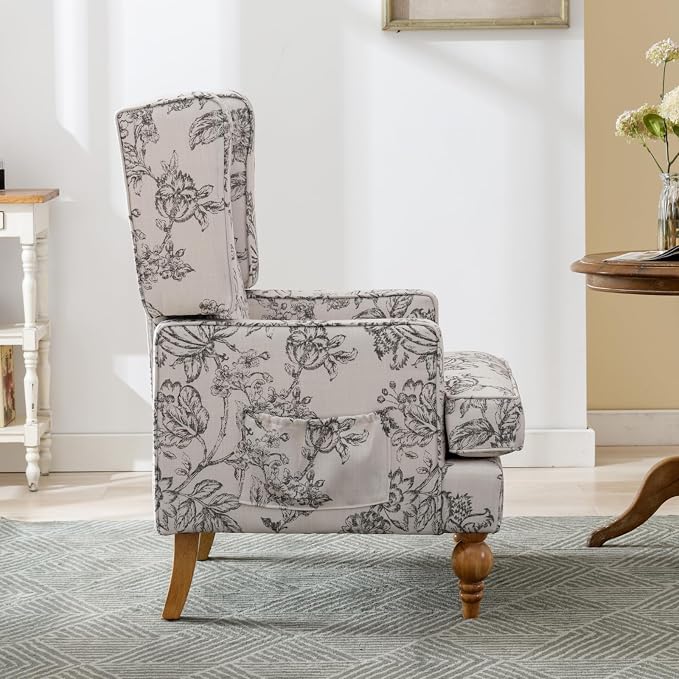 LukeAlon Button Tufted Linen Accent Chair, Upholstered Club Chair - Image 8
