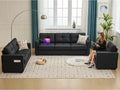 TYBOATLE Black Faux Leather Sofa Sectional Couches by TYBOATLE