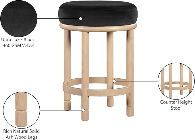 Meridian Furniture 976Black-C Monette Collection Art Deco Counter Stool - Image 7