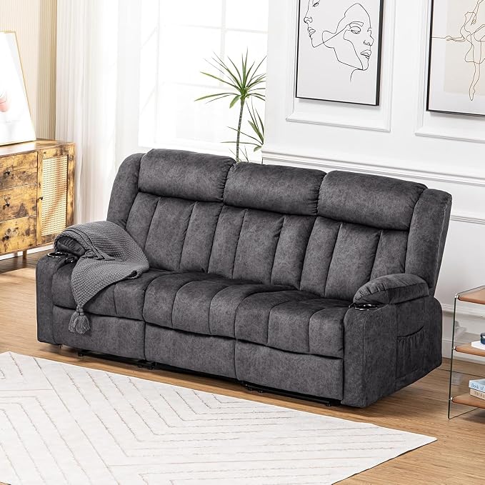 COMHOMA Manual Recliner Chair Set，Fabric Reclining Sofa Chair by ComHoma