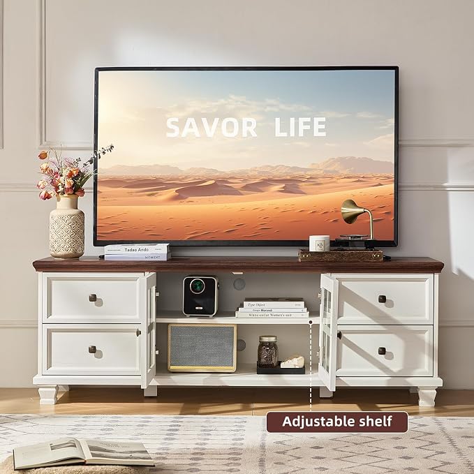 SAVOR LIFE TV Stands for Living Room, Farmhouse Entertainment Center, Rustic - Image 3