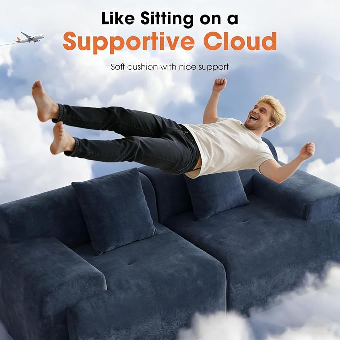 83.5" Boneless Loveseat with Ottoman, Cloud Comfy Couches - Image 3