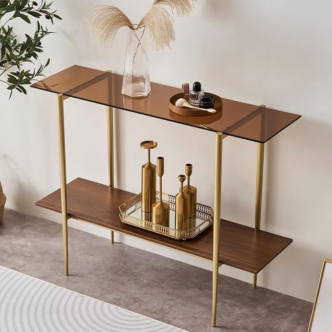 LumFurn Glass Console Table for Living Room, Foyer & Entrance, 2-Tiers by LumFurn