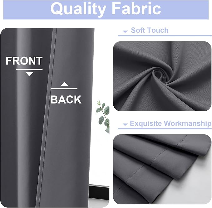 Simplebrand Ava Grey Blackout Extra Long 10ft Curtains - Image 3