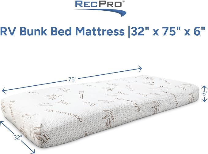 RecPro RV Bunk Bed Mattress Memory Foam Mattress 6" Gel Infused w/Bamboo - Image 2