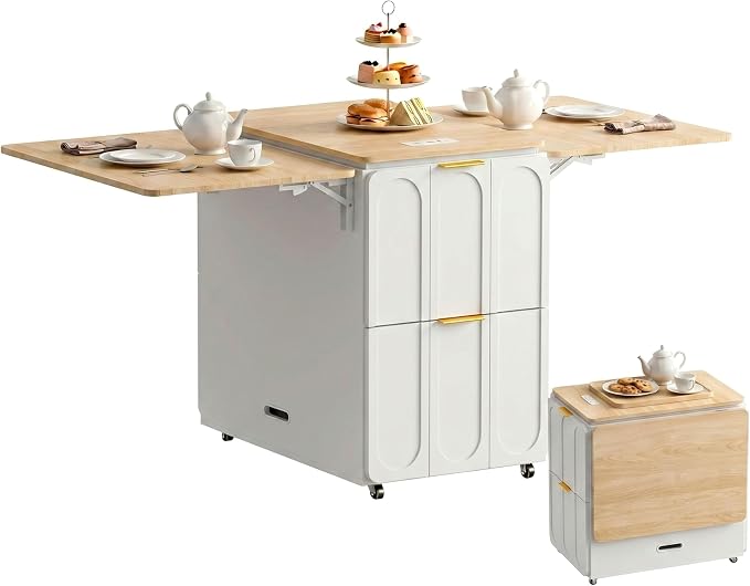 ModernMate 3-in-1 Folding Desk & File Cabinet, Fluted Multi-Storage Workspace by ModernMate