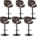 KCC Bar Stools Set of 6, Swivel Adjustable Height Barstools, PU Leather by KCC
