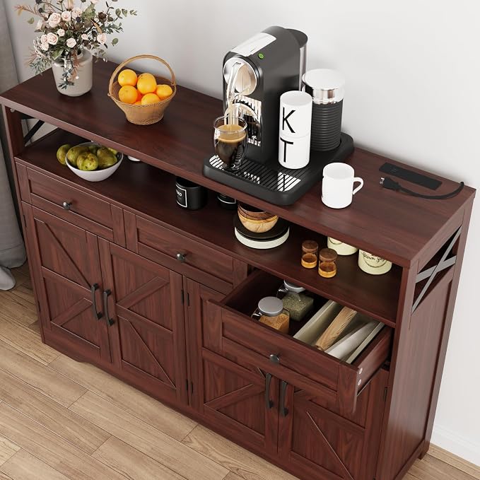 Befrases 52" L Modern Farmhouse Sideboard Buffet Cabinet, Kitchen Pantry Hutch - Image 8