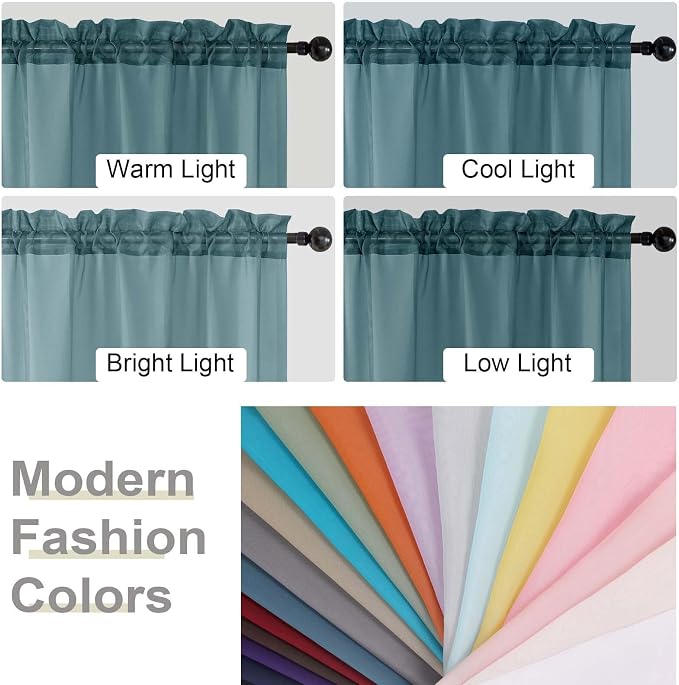 Dusty Blue Sheer Curtains 84 Inches Long 2 Panels, Soft Airy Light Filtering - Image 6