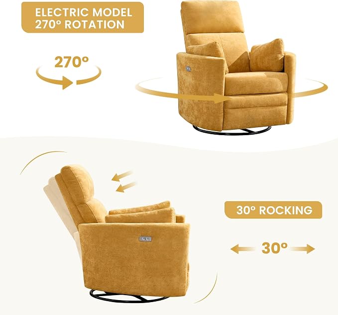 Power Recliner, Nursery Chair Swivel Glider Rocking Chair - Image 4