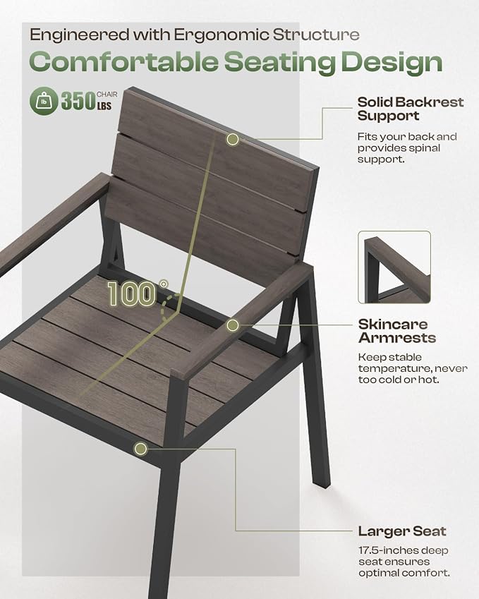 Outdoor Dining Set for 6, Patio Table and Chairs Set - Image 3
