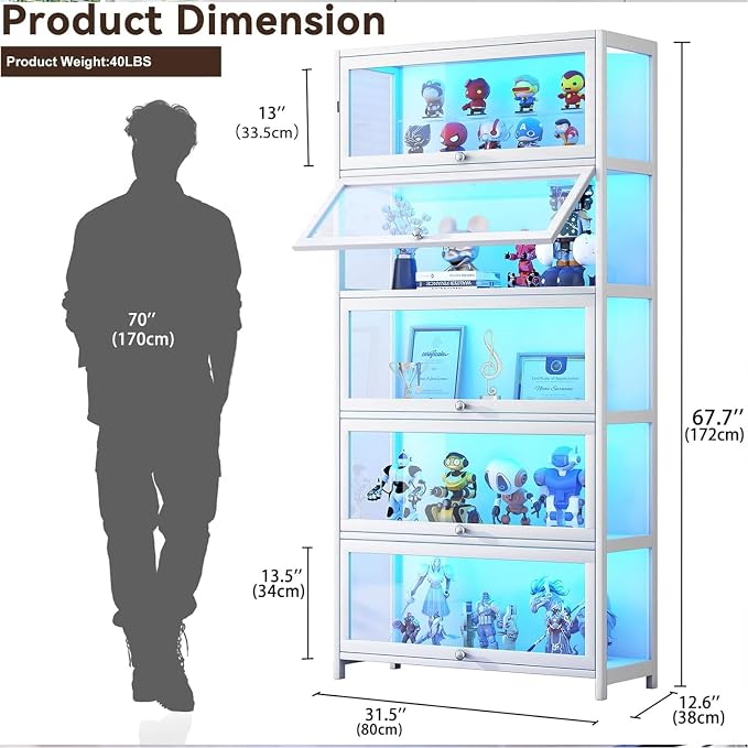 Display Cabinet with Acrylic Glass Doors 67.7'' Tall Curio Cabinet - Image 2