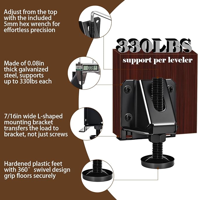 Heavy Duty Leveling Feet, 8 Pack Adjustable Furniture Levelers - Image 2