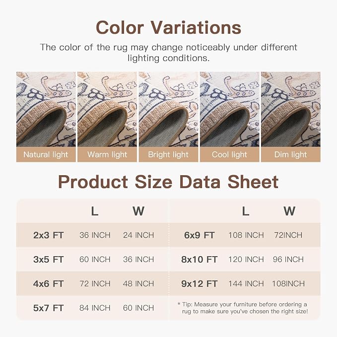 Lofus 4ft Area Rugs for Living Room, Washable Area Rug, Rugs for Bedroom - Image 9