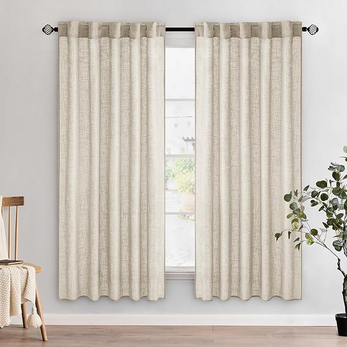 MIULEE Cream Linen Curtains 72 Inch Length 2 Panels by MIULEE