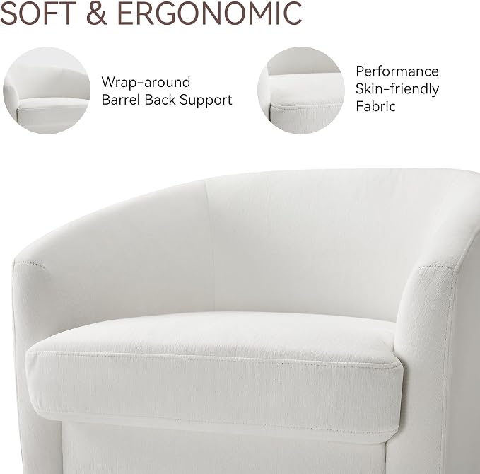 Swivel Barrel Accent Chairs Set of 2, Round Chenille Fabric Living Room Arm - Image 3