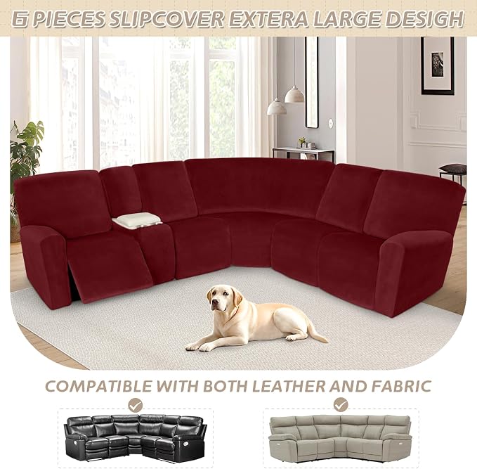 Arfntevss Sectional Recliner Couch Covers Velvet Washable Corner Sectional Sofa - Image 3