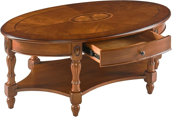 Traditional Solid Wood Oval Coffee Table, 45” x 18” Center Table - Image 7