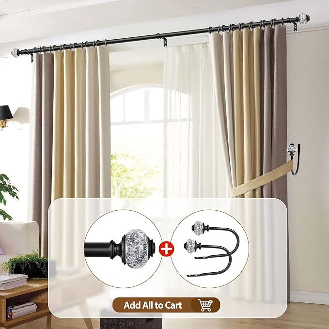 USFOOK 2 Pack Curtain Rod 32 to 58 Inches, USFOOK 7/8 Inch Telescoping Splicing - Image 6
