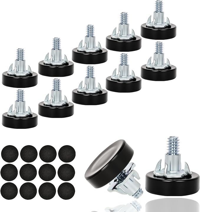 12 PCS 1/4" Thread Furniture Feet Levelers, Furniture Leveling Feet by Eunenete