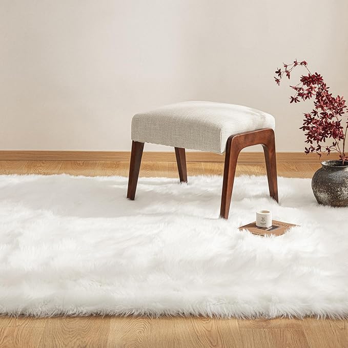 Ashler Faux Fur Rug, Fluffy Shaggy Area Rug Ultra Soft 4 x 6 Feet Rectangle Fur - Image 4
