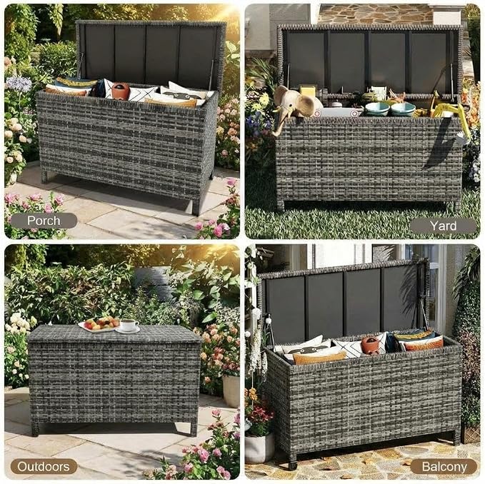 GarveeLife Outdoor Wicker Storage Box, PE Rattan Patio Storage Chest - Image 7