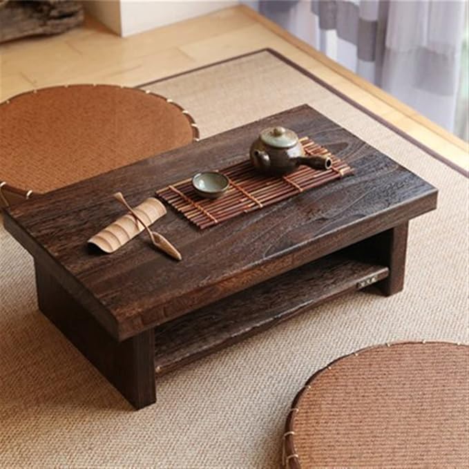Side Table Asian Antique Furniture Japanese Floor Tea Table Rectangle Living - Image 5