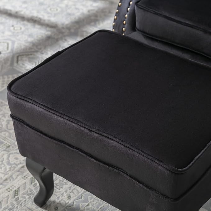Mid Century Modern Accent Chair Upholstered Armchair Comfy Velvet Tufted - Image 5