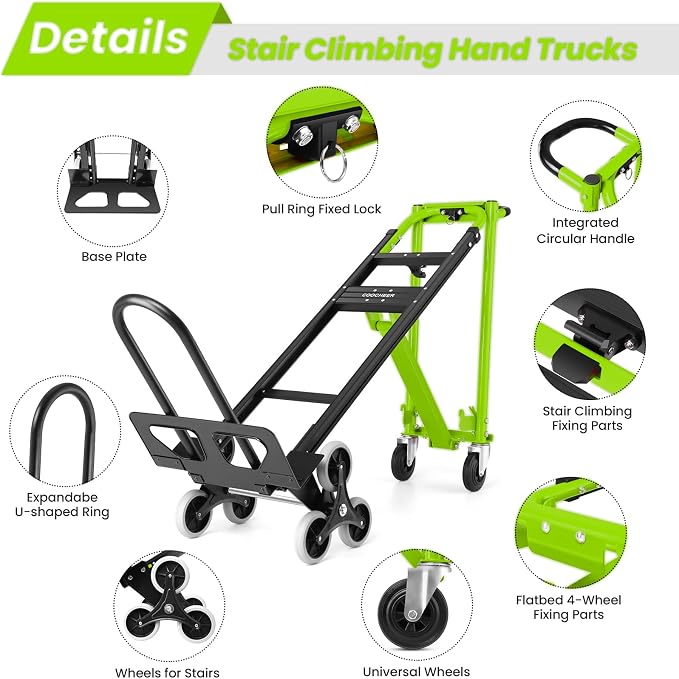 4-in-1 Hand Truck Dolly Heavy Duty Industrial Convertible, 1000 LBS Stair - Image 5