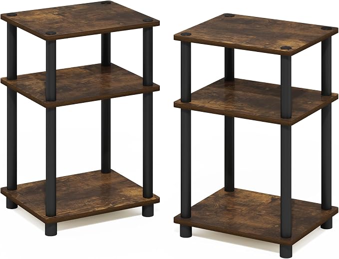 Furinno JUST Side Table Set of 2, 3-Tier Modern End Tables, Open Shelves Night - Image 9