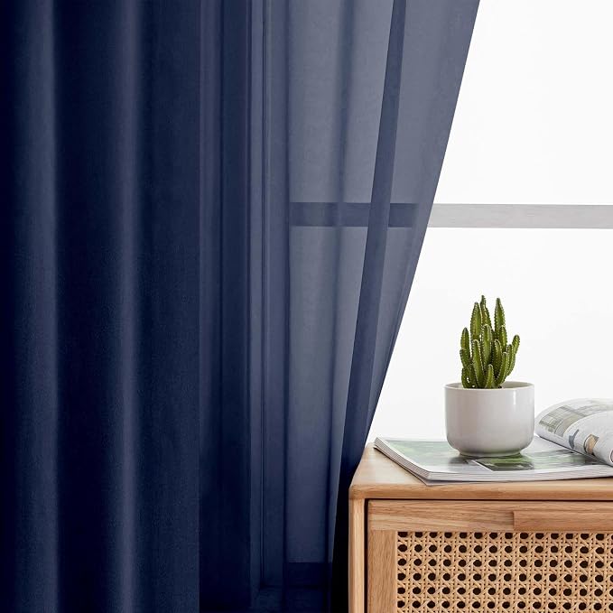 Cafe Curtains 36 Inch Length Tier 2 Pieces, Modern Soft Airy Sheer Kitchen - Image 7
