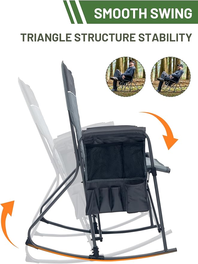 Timber Ridge Folding Oversized Rocking Camping Chair, 400lbs Capacity Portable - Image 6
