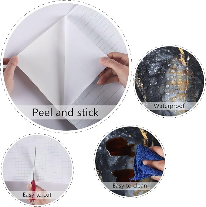 Marble Black Contact Paper Peel and Stick Countertops Gold Contact Paper Peel - Image 8