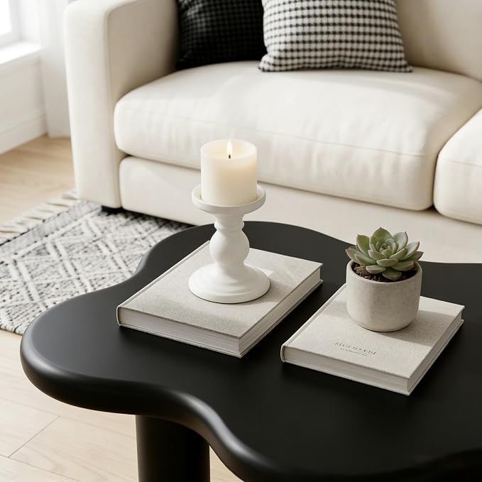 40" Cloud Coffee Table with 4 Round Table Legs, Modern Irregular Center Table - Image 6