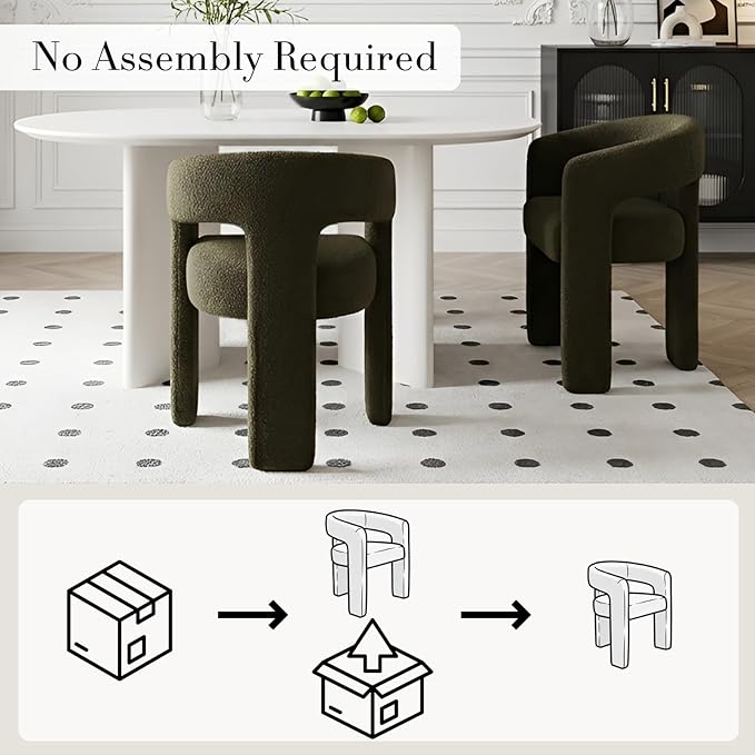 Modern Sherpa Barrel Dining Chair Upholstered Faux Fur Dining Room Chair - Image 3