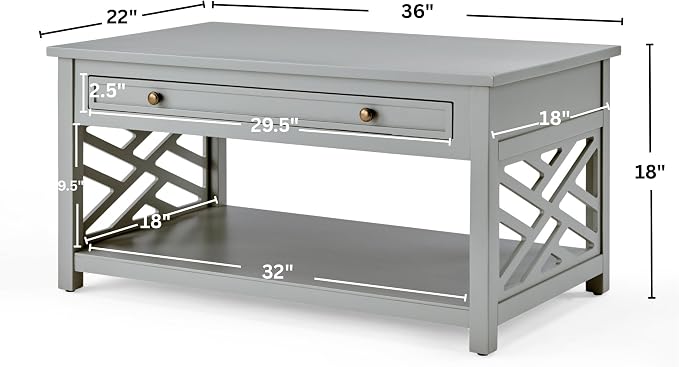 Alaterre Furniture Coventry Classic 36-Inch Wood Coffee Table - Image 2