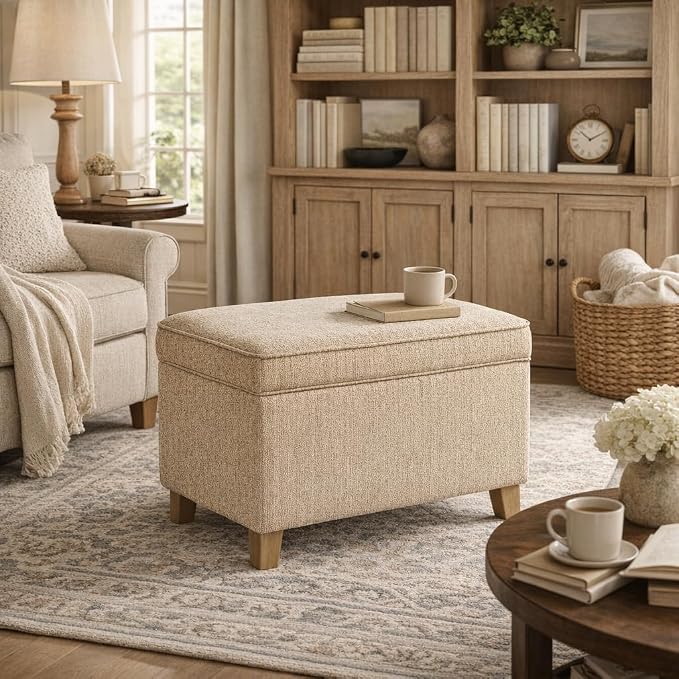 Homepop Home Decor | Medium Square Storage Ottoman - Image 4