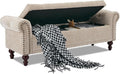 SOFTHION 58.1" Storage Bench Upholstered Chenille End of Bedroom Bed Bench by SofthionDesign