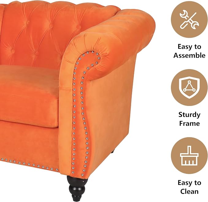 QHITTY 2 Piece Living Room Set, Sectional Chesterfield Sofa Chair Contemporary - Image 5