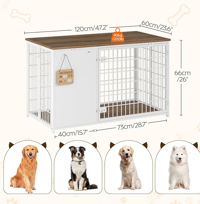 YATINEY Foldable Dog Crate Furniture, 47.2" Dog Crate - Image 7