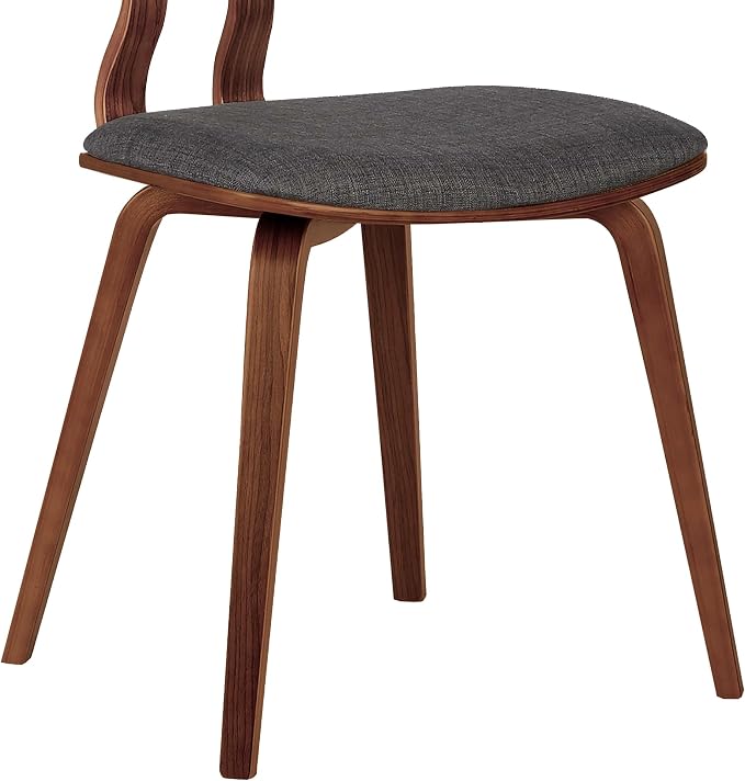 Armen Living Jaguar Dining Chair in Charcoal Fabric and Walnut Wood Finish - Image 11