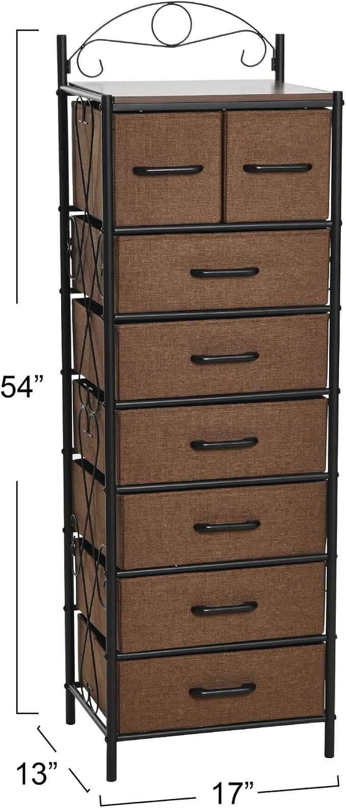 Household Essentials Walnut & Iron Eight-Drawer Dresser Tower - Image 3