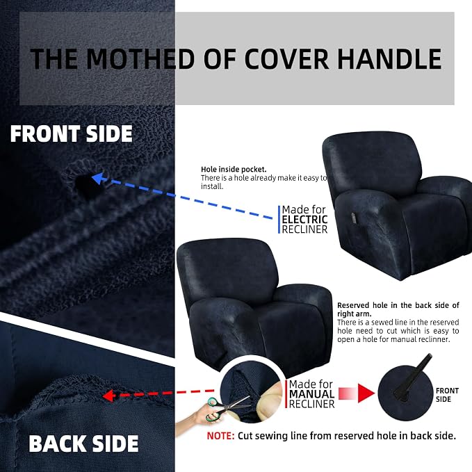 ANARACHON Recliner Chair Covers Leather Like, 4 Pieces Recliner Cover - Image 6