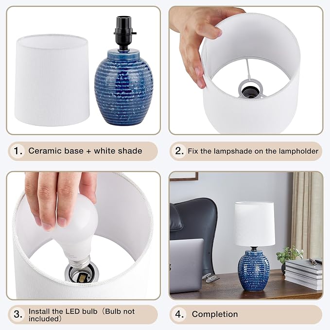 EJIAXIN Table Lamps Set of 2-13.75" Small Bedside Lamps - Image 7