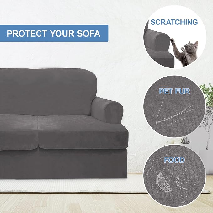 CUCRAF Cushion Sofa Cover 3 Piece Slipcovers, Soft Thick Velvet Couch Cover - Image 4