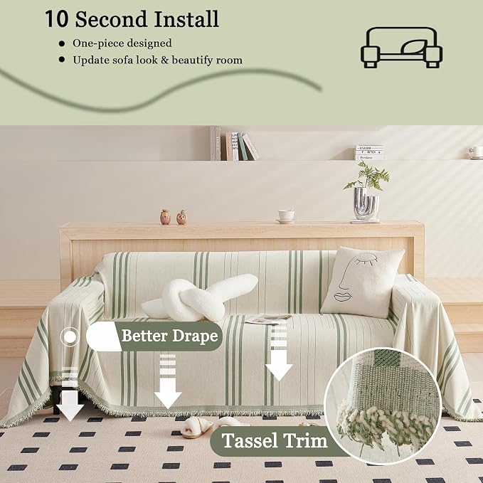 DREAMINGO Couch Cover Reversible Chenille 3 Seat Sofa Covers - Image 3