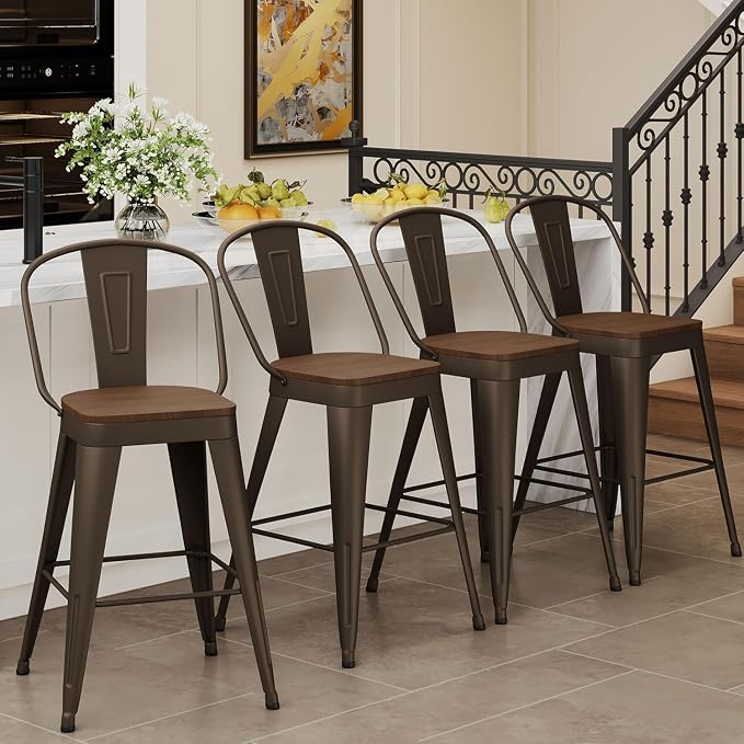 Andeworld Metal Bar Stools Set of 2, 26 inch Counter Height Barstools - Image 9
