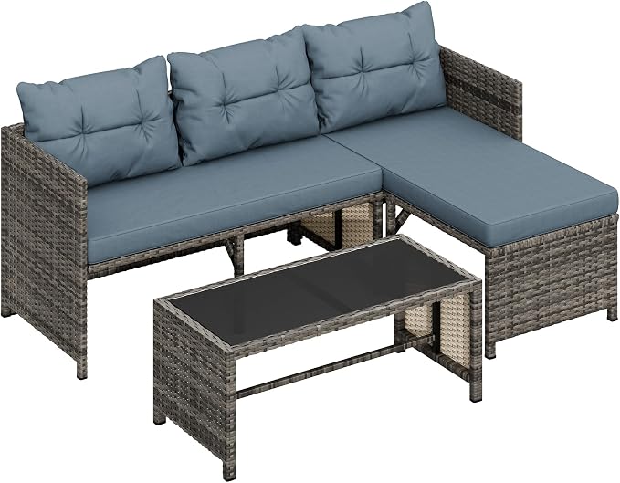 Shintenchi 3 Pieces Outdoor Patio Furniture Sets, Wicker Patio Conversation Sets - Image 8