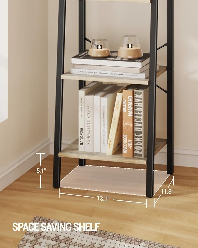 Hzuaneri Ladder Shelf, Bookshelf Bookcase, Freestanding Corner Storage Shelve - Image 5